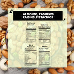 Load image into Gallery viewer, Wonderland Foods 1Kg (250g X 4) Dry Fruits Combo of NP Almonds, Cashews W320, Long Green Raisin, Roasted Salted Pistachios