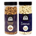 Load image into Gallery viewer, Wonderland Foods 1Kg (500g X 2) Dry Fruits Combo of California Almonds (NP) & Cashews W320 Jar