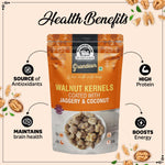 Load image into Gallery viewer, Wonderland Foods 100g Grandeur Premium Coconut & Jaggery Walnut Kernels Pouch