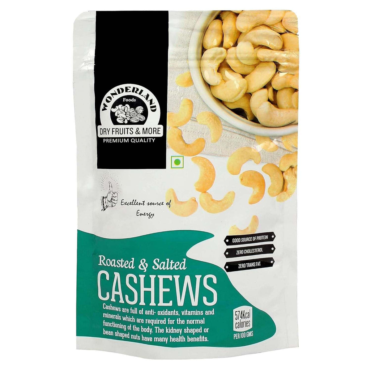 Roasted salted cashews 200g pouch 1