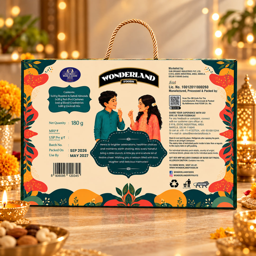 Wonderland Foods Festive Dry Fruit Gift Box 180G