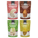 Load image into Gallery viewer, Wonderland Foods 1Kg (250g X 4) Dry Fruits Combo of NP Almonds, Cashews W320, Long Green Raisin, Roasted Salted Pistachios
