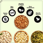 Load image into Gallery viewer, Wonderland Foods 1Kg (250g X 4) Dry Fruits Combo of NP Almonds, Cashews W320, Long Green Raisin, Roasted Salted Pistachios
