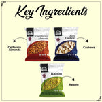 Load image into Gallery viewer, Wonderland Foods 300g (100g X 3) Dry Fruits Combo Raw Almonds, Cashews &amp; Raisins Pouch
