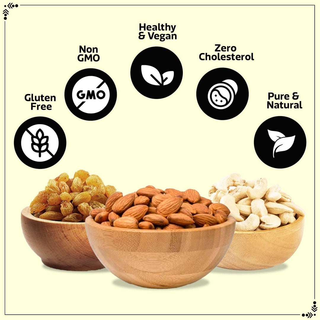 Wonderland Foods 300g (100g X 3) Dry Fruits Combo Raw Almonds, Cashews & Raisins Pouch