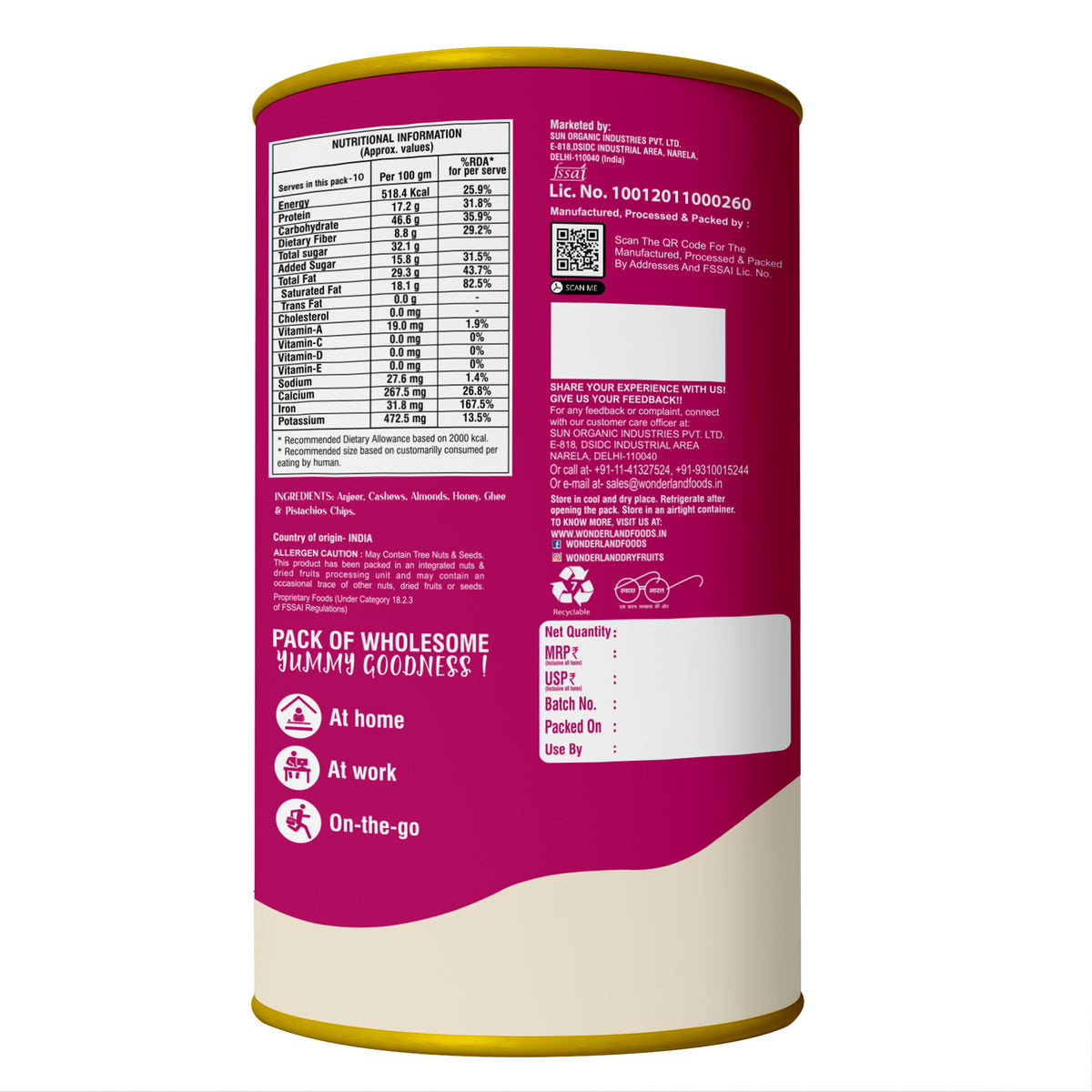 Wonderland foods 200g premium anjeer bites jar