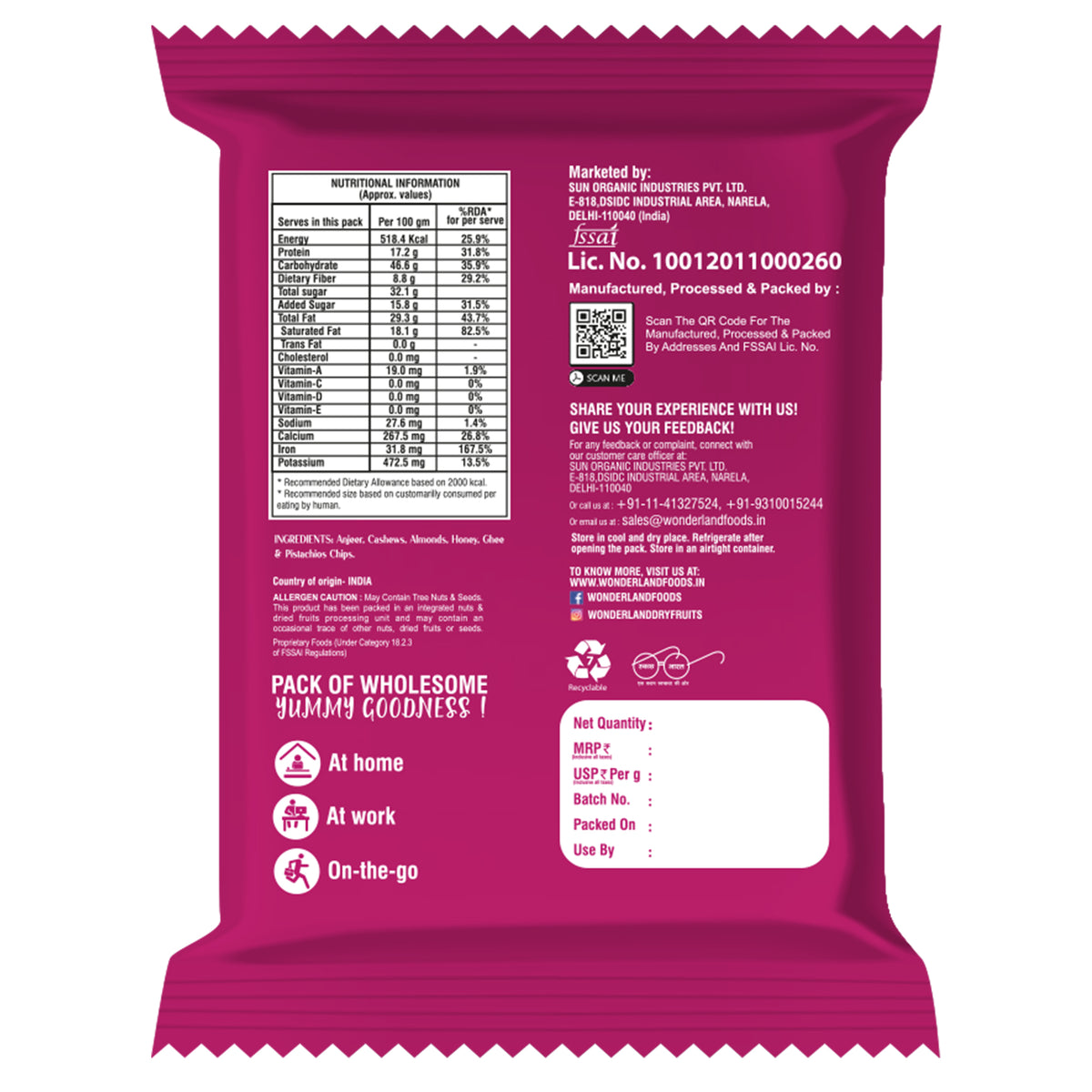Wonderland foods 20g premium anjeer bites