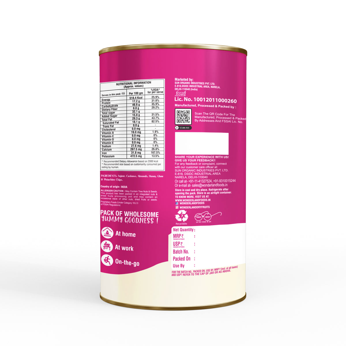 Wonderland foods 200g premium anjeer bites jar