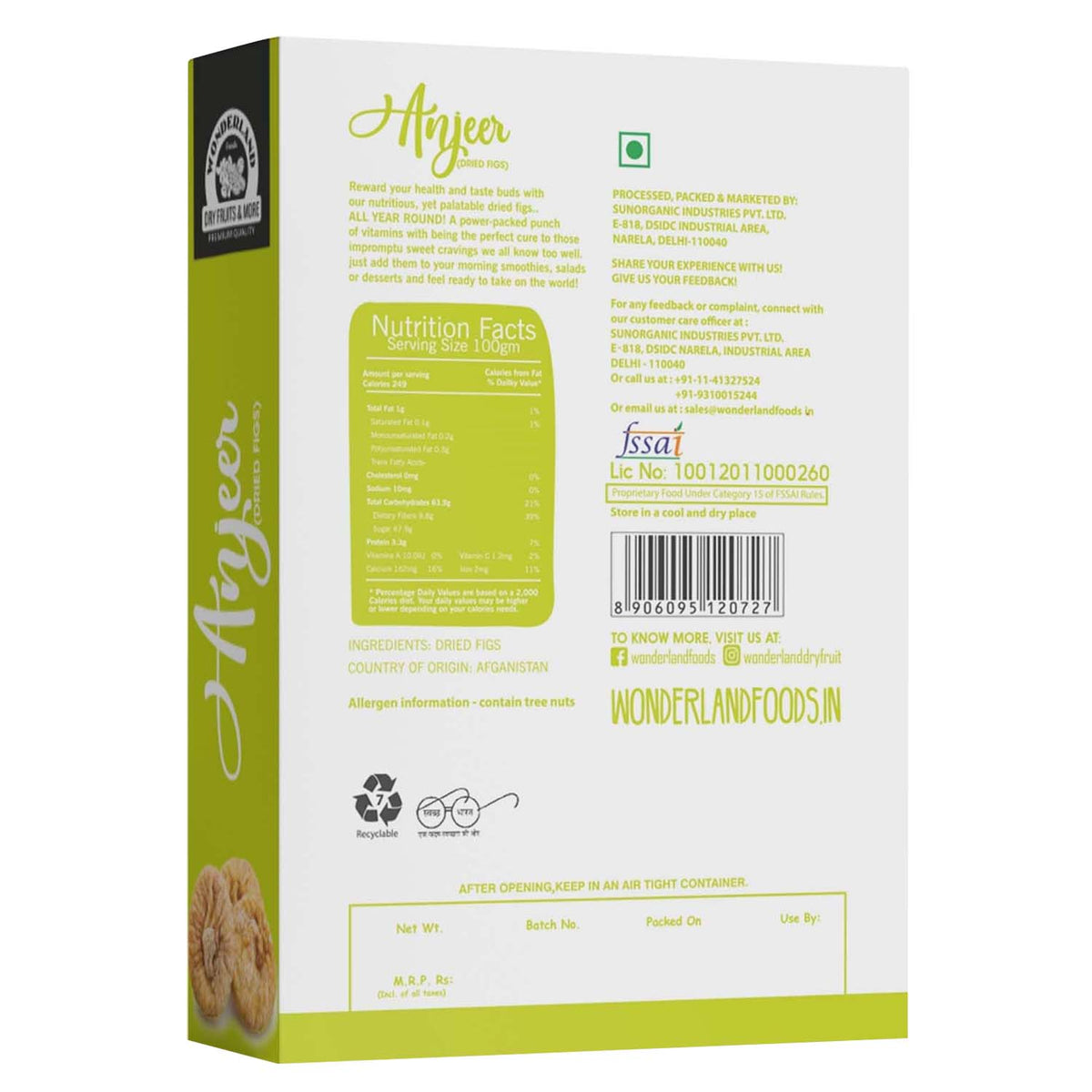 Wonderland foods 200g premium afghani anjeer box