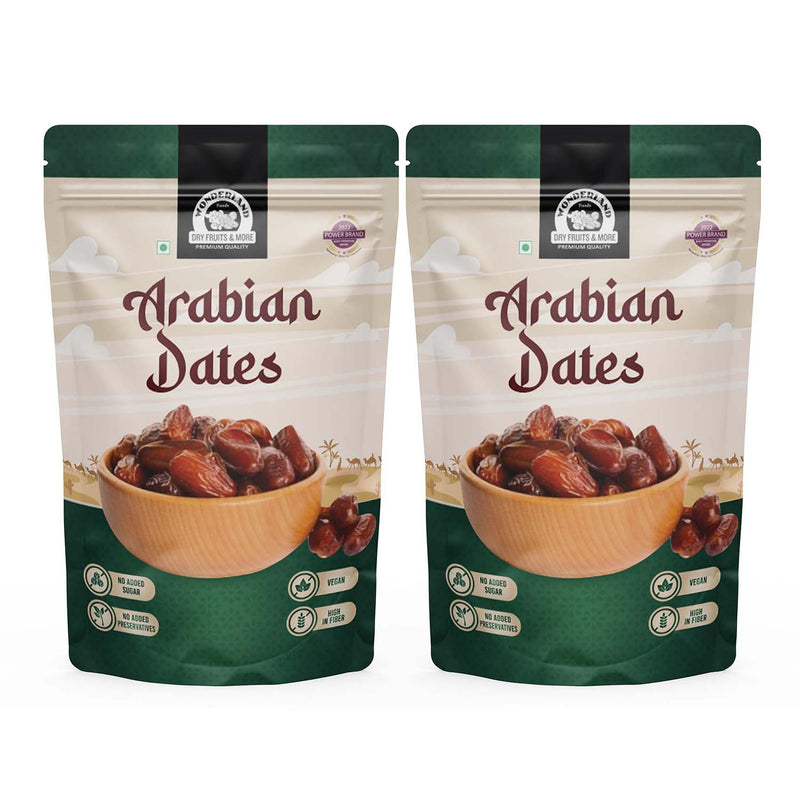 Wonderland Foods 1Kg (500g X 2) Premium Arabian Dates Pouch