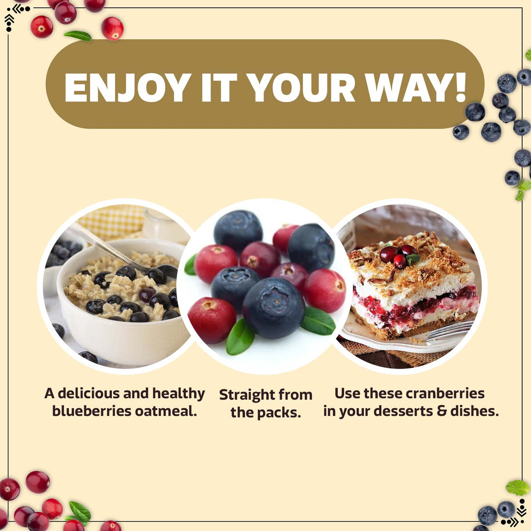 Wonderland Foods 350g Premium Berries Combo Sliced Cranberries 200g & Blueberries 150g