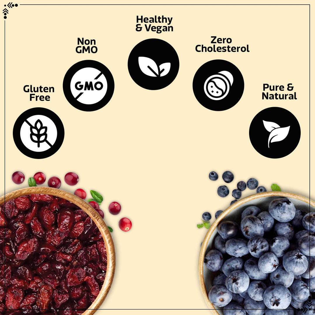 Wonderland Foods 350g Premium Berries Combo Sliced Cranberries 200g & Blueberries 150g