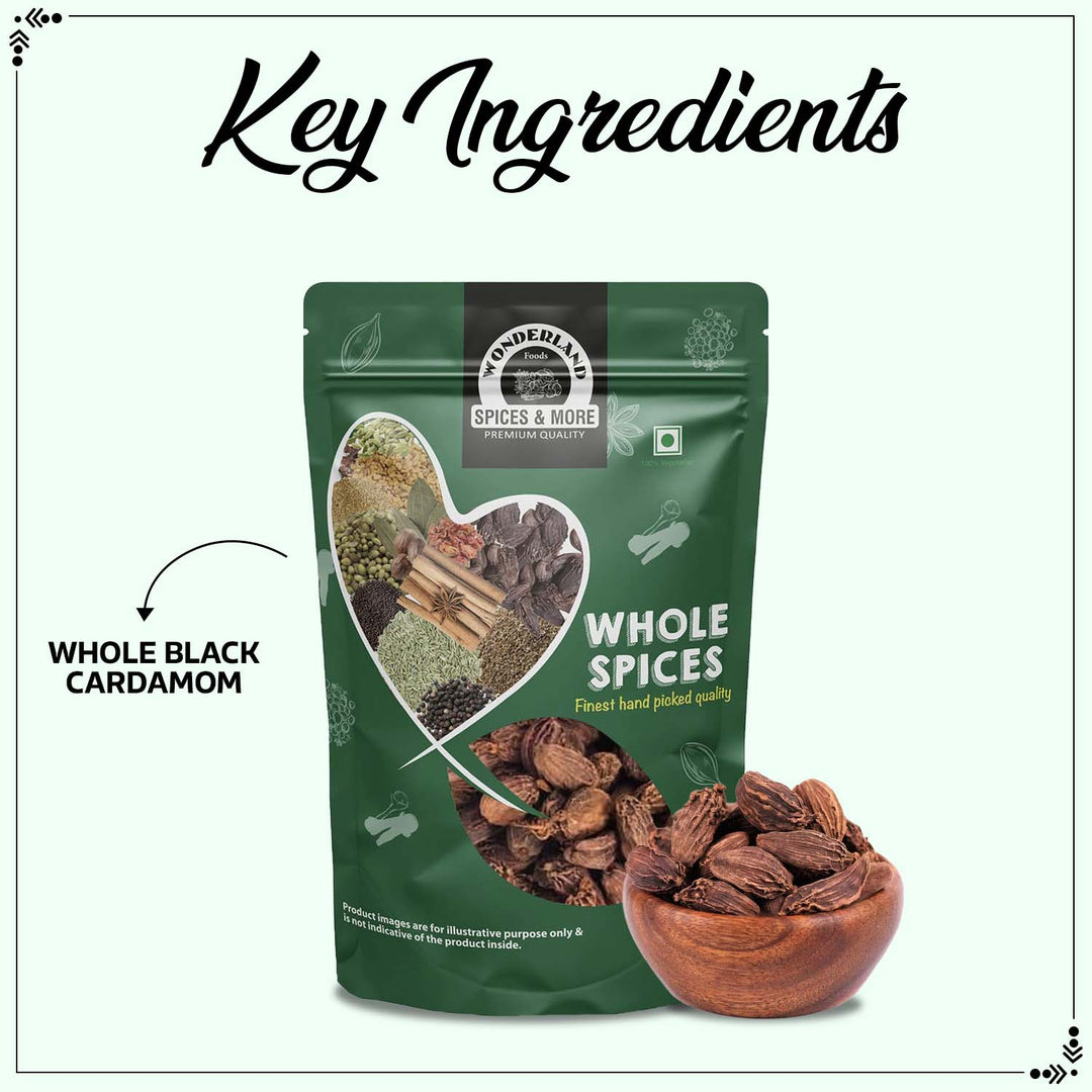 Wonderland Foods 250g Premium Whole Black Cardamom Pouch