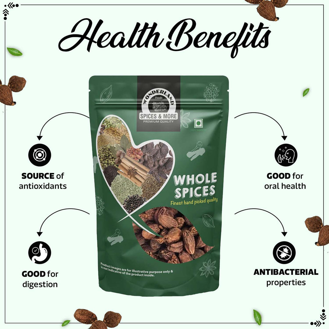 Wonderland Foods 250g Premium Whole Black Cardamom Pouch