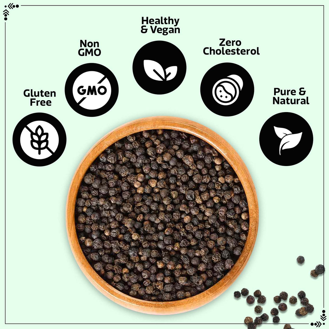 Wonderland Foods 250g Black Pepper Kali Mirch Whole Spices Pouch