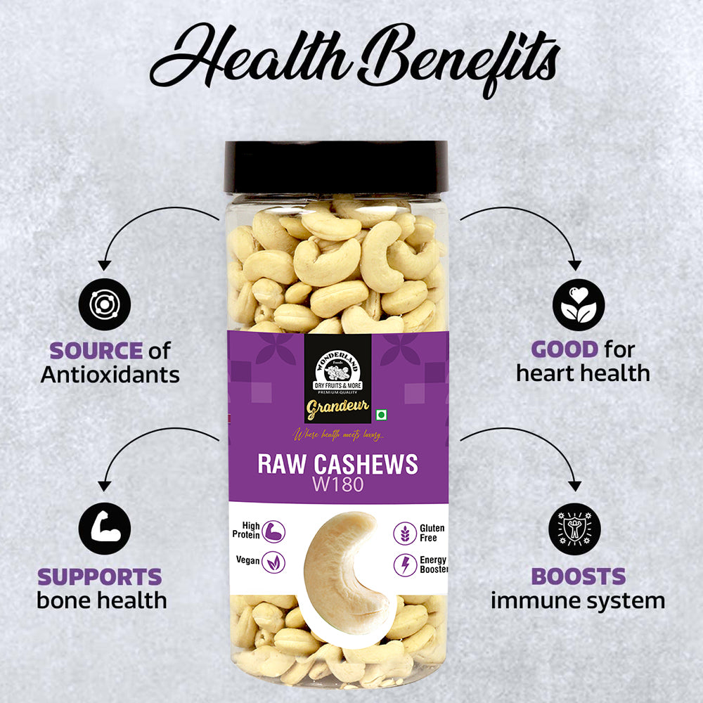 Wonderland Foods 500g Premium Cashews (Kaju) W180-Grade Jar