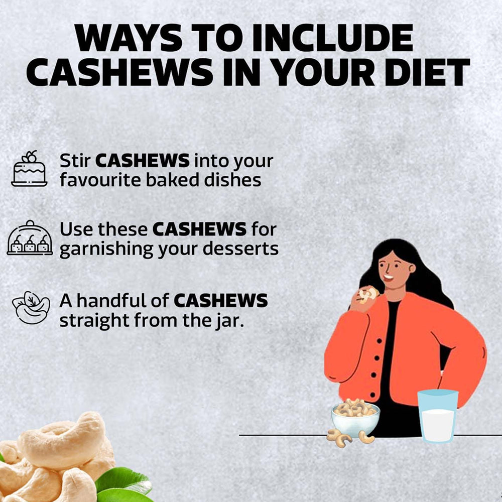 Wonderland Foods 500g Premium Cashews (Kaju) W180-Grade Jar