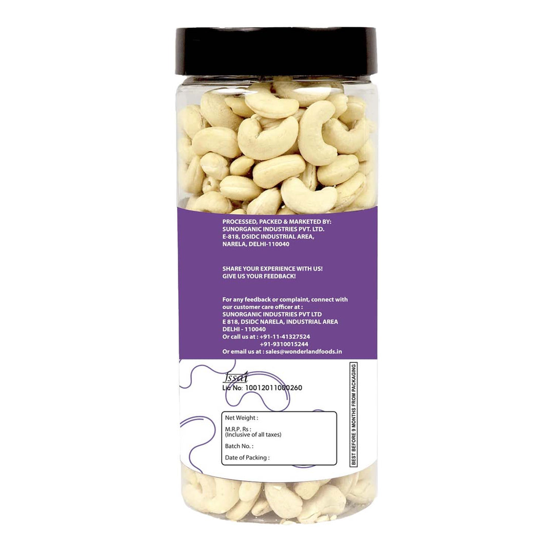 Wonderland Foods 500g Cashew (Kaju) W240-Grade Jar