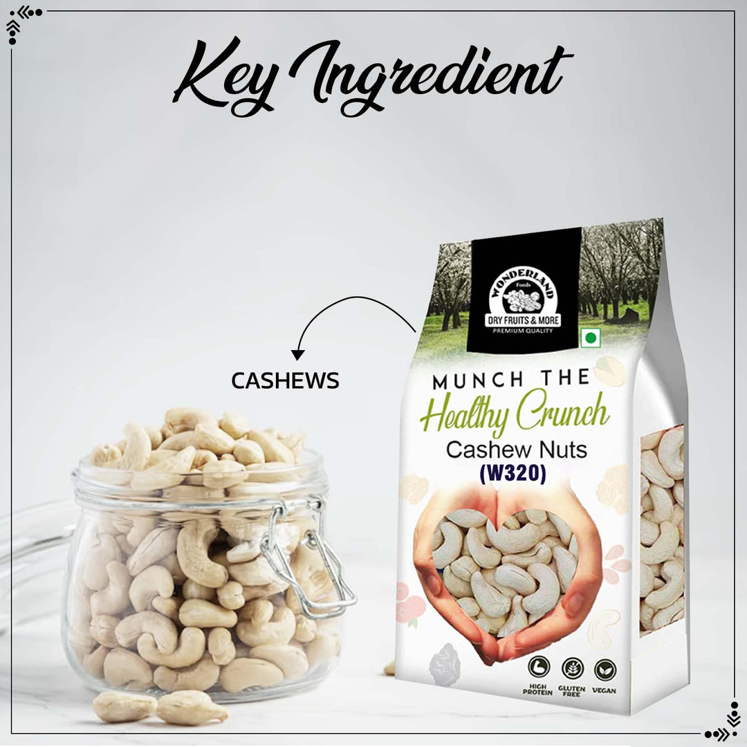 Wonderland Foods 1Kg Raw Cashew W-320 Grade Pouch