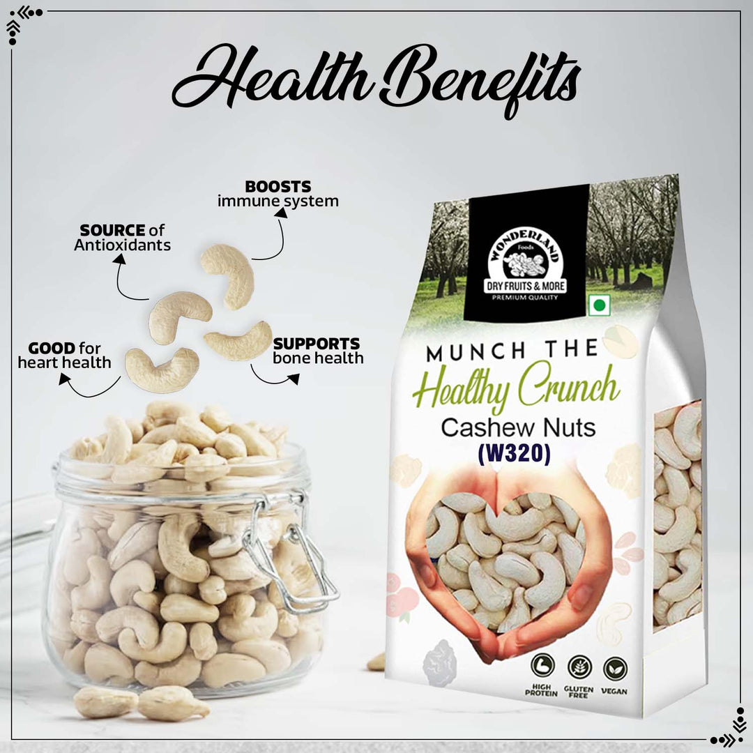 Wonderland Foods 1Kg Raw Cashew W-320 Grade Pouch