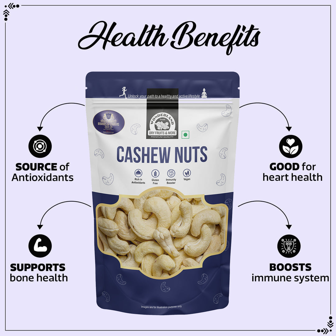 Wonderland Foods 500g Whole Raw Cashew (Kaju) W320-Grade Pouch