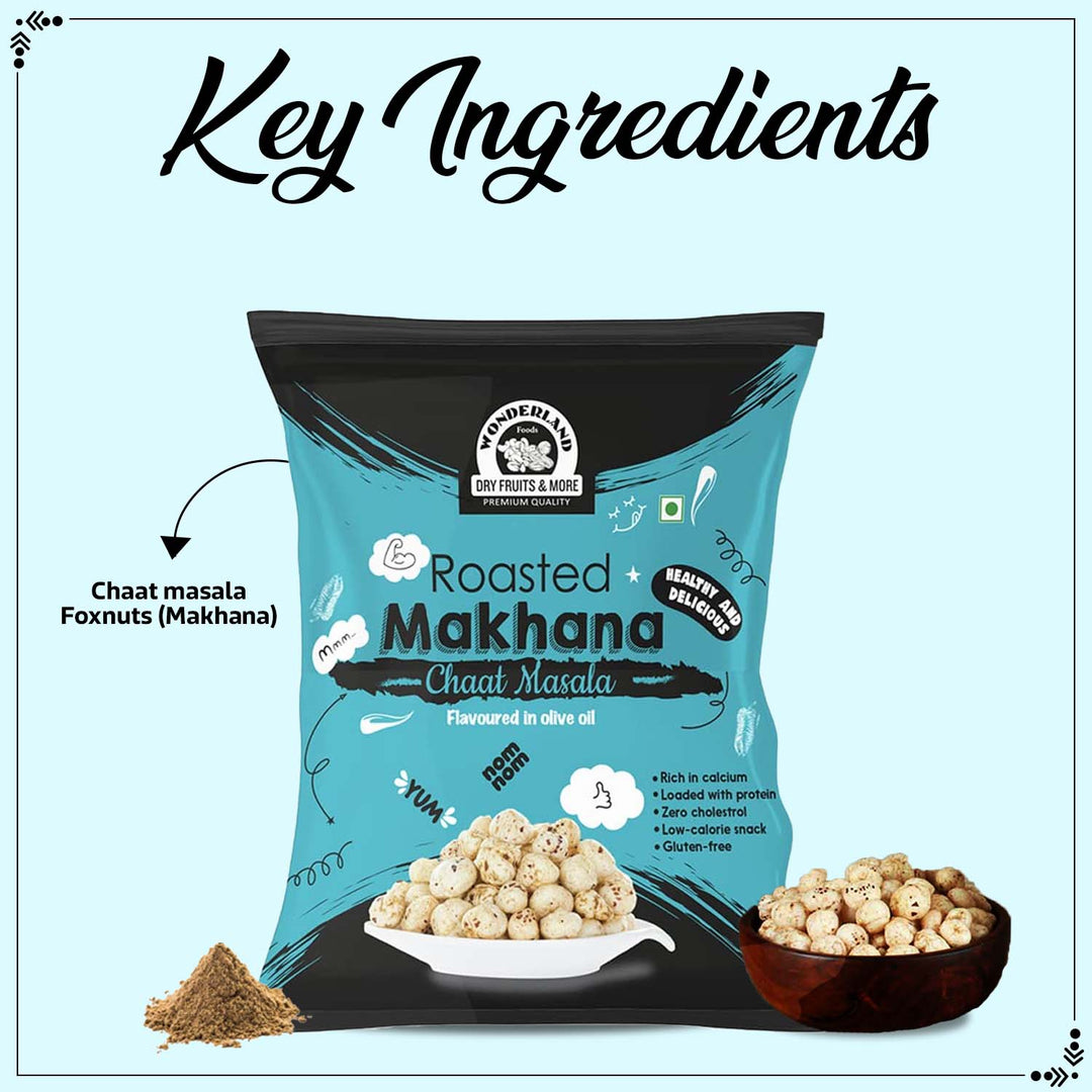 Wonderland Foods 100g Chaat Masala Makhana (Foxnut) Pouch
