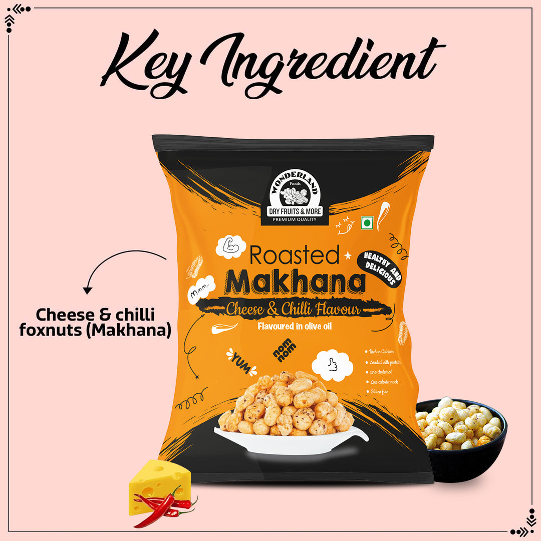 Wonderland Foods 40g Cheese-Chilli Makhana (Foxnut) Pouch