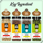 Load image into Gallery viewer, Wonderland Foods 800g (200g X 4) 4 Superseed Combo Lightly Roasted Chia, Jumbo Pumpkin, Jumbo SunFlower, Flax Seeds Jar
