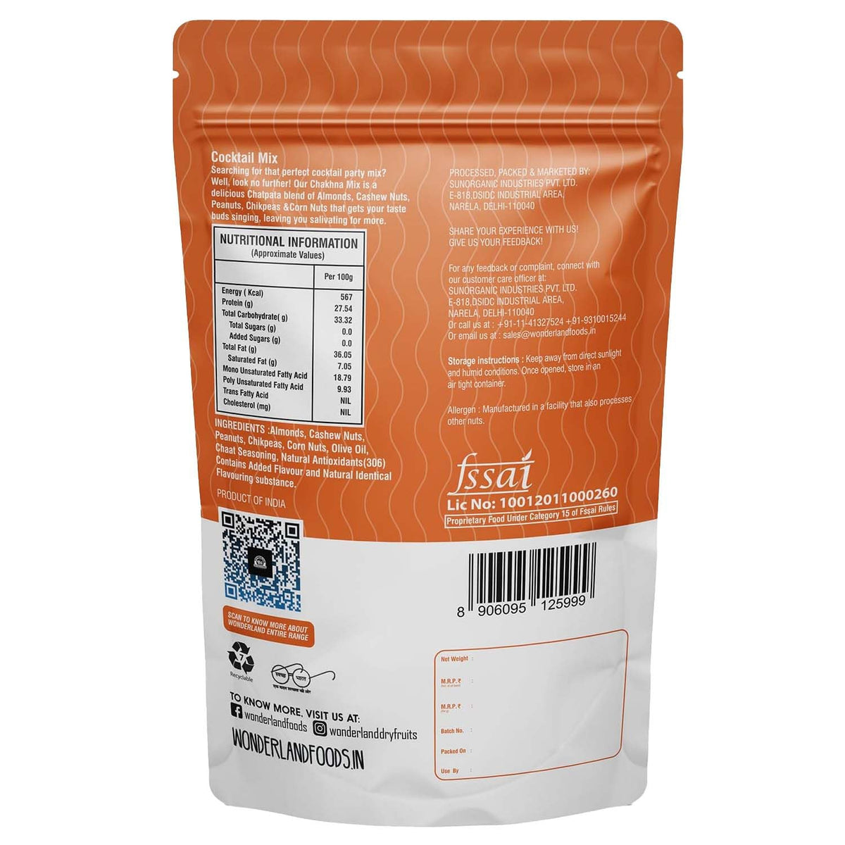 Wonderland foods 80g cocktail mix pouch