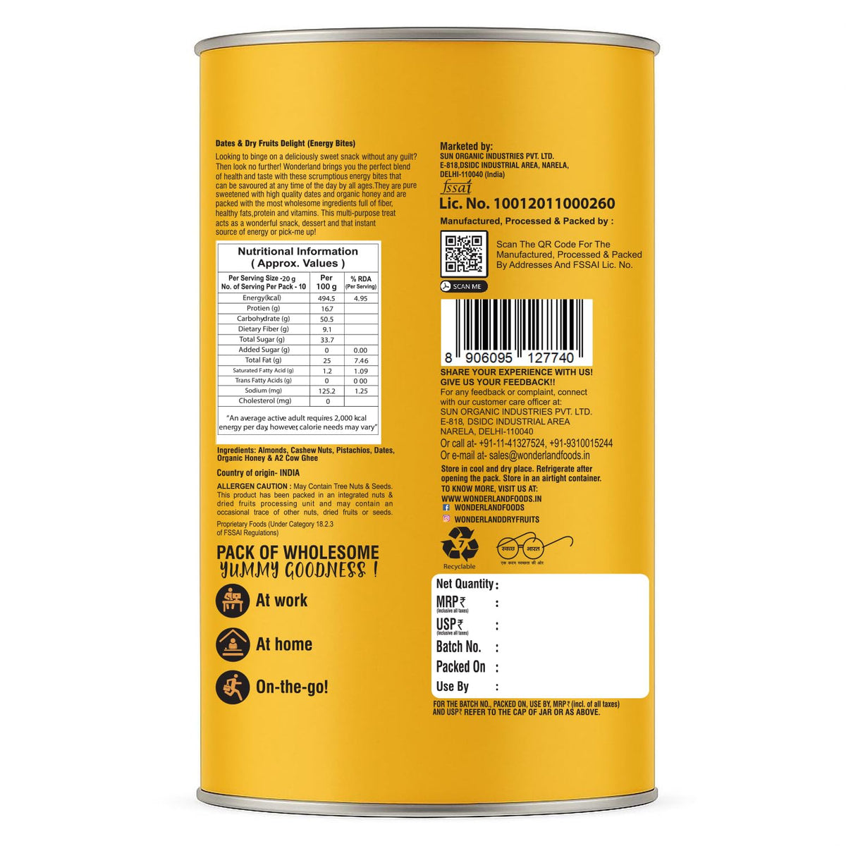 Wonderland foods 200g premium date & dry fruits delight dates bite jar