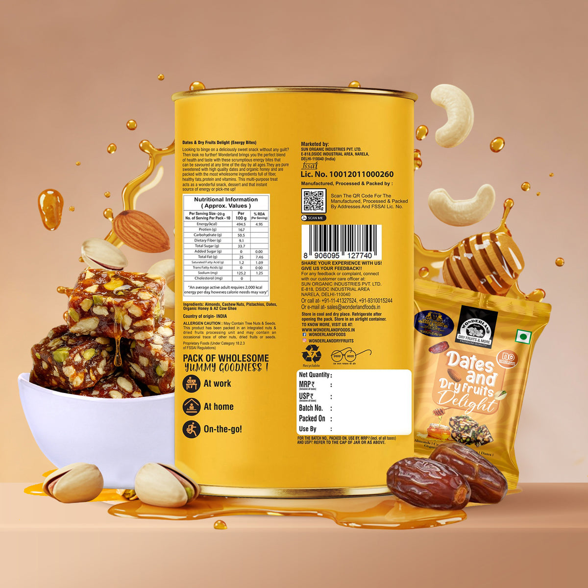 Wonderland foods 200g premium date & dry fruits delight dates bite jar