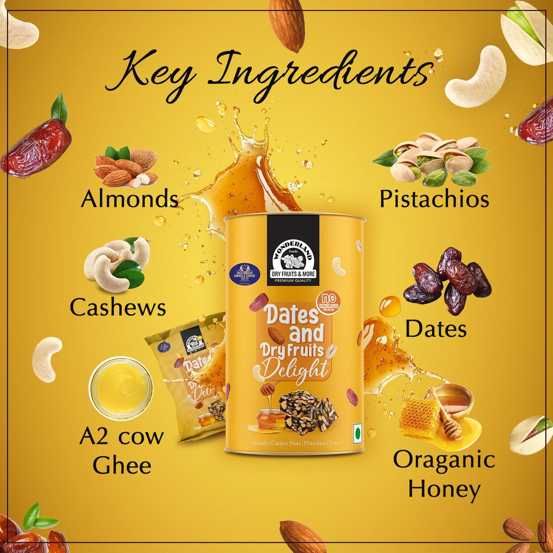 Wonderland Foods 200g Premium Date & Dry Fruits Delight Dates Bite Jar