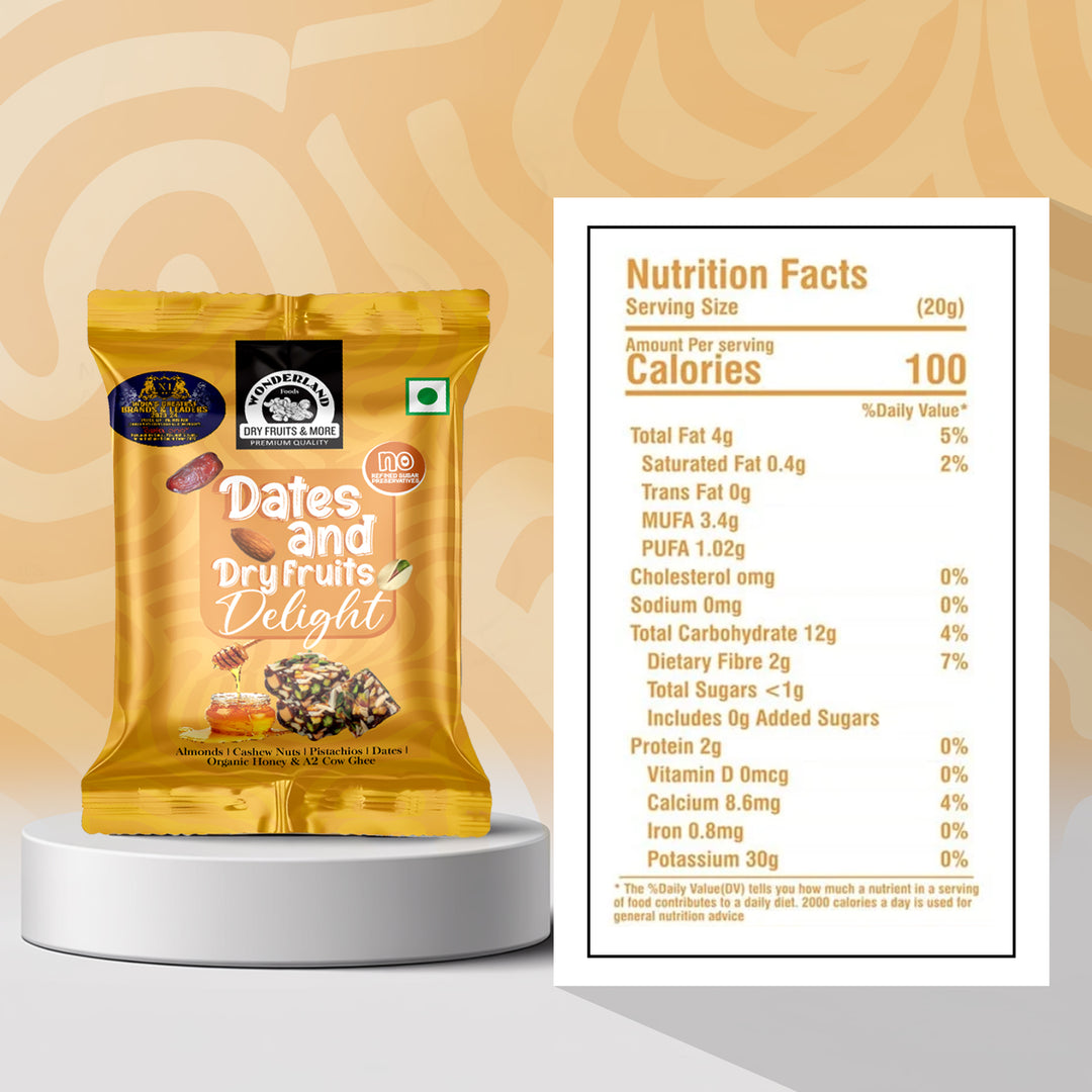Wonderland Foods 200g Premium Date & Dry Fruits Delight Dates Bite Jar