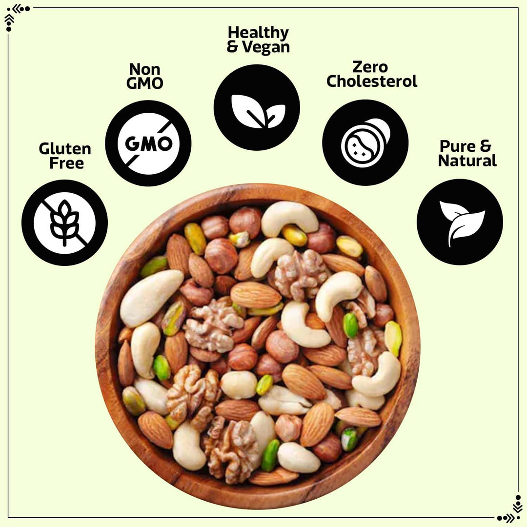 Wonderland Foods 500g (100g X 5) Dry Fruits Combo of Pistachios, Almond, Cashew, Golden Raisins & Walnut Kernel 100g Each