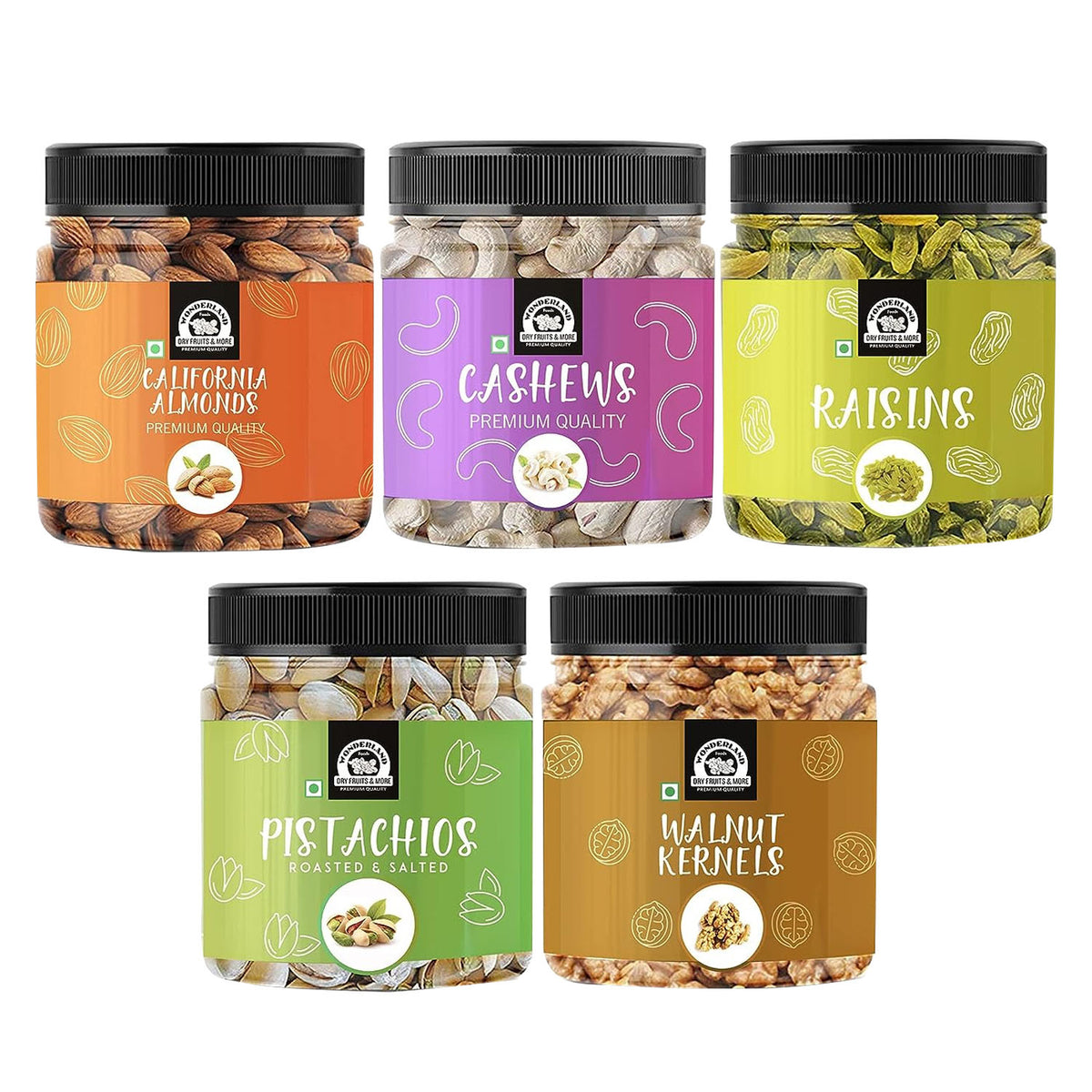 Dry fruits combo 1kg 200gx5 jar 1
