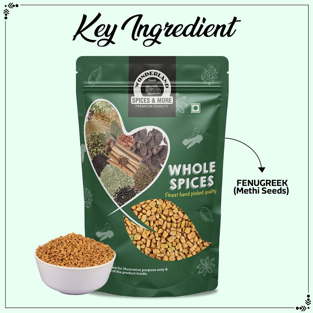 Wonderland Foods 250g Whole Spices Fenugreek Methi Seeds Pouch