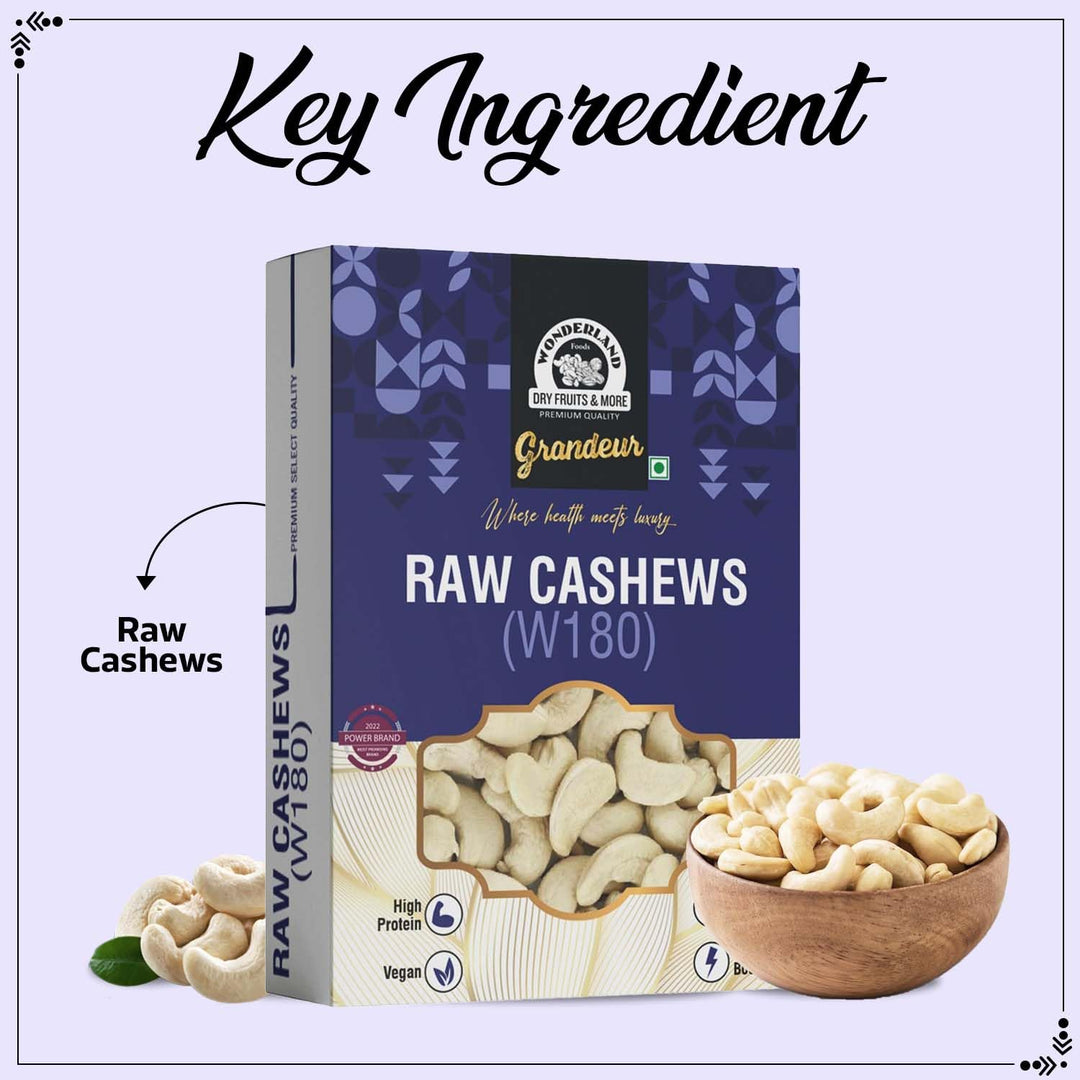 Wonderland Foods 500g Grandeur Premium Cashews (Kaju) W180-Grade Box