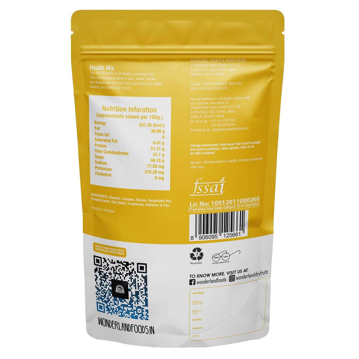Wonderland foods 200g grandeur premium healthy mix pouch