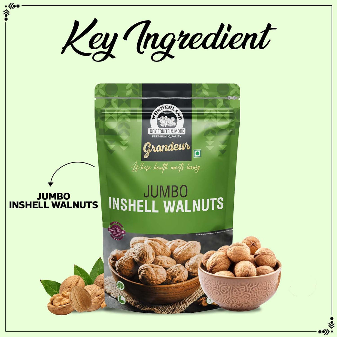 Wonderland Foods 500g Grandeur Premium California Jumbo Inshell Walnuts Pouch