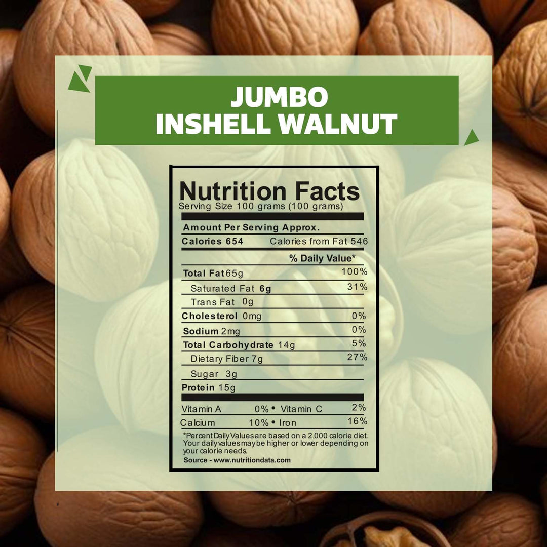 Wonderland Foods 500g Grandeur Premium California Jumbo Inshell Walnuts Pouch