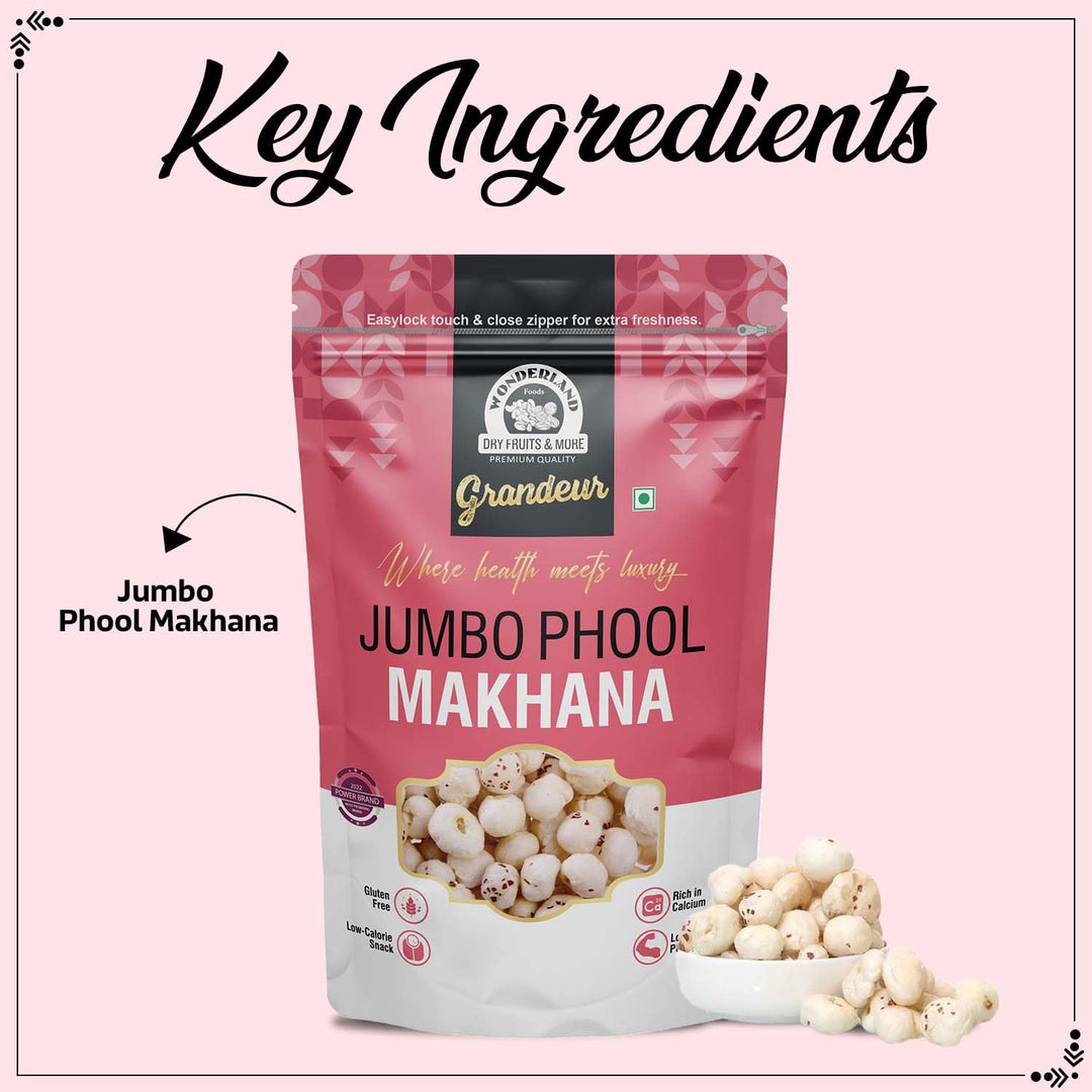 Wonderland Foods 100g Grandeur Premium Phool Makhana (Foxnut) Pouch