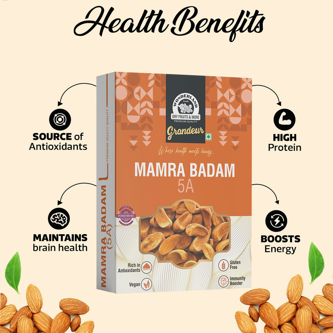 Wonderland Foods 500g Grandeur Premium 5A Mamra Almonds Box