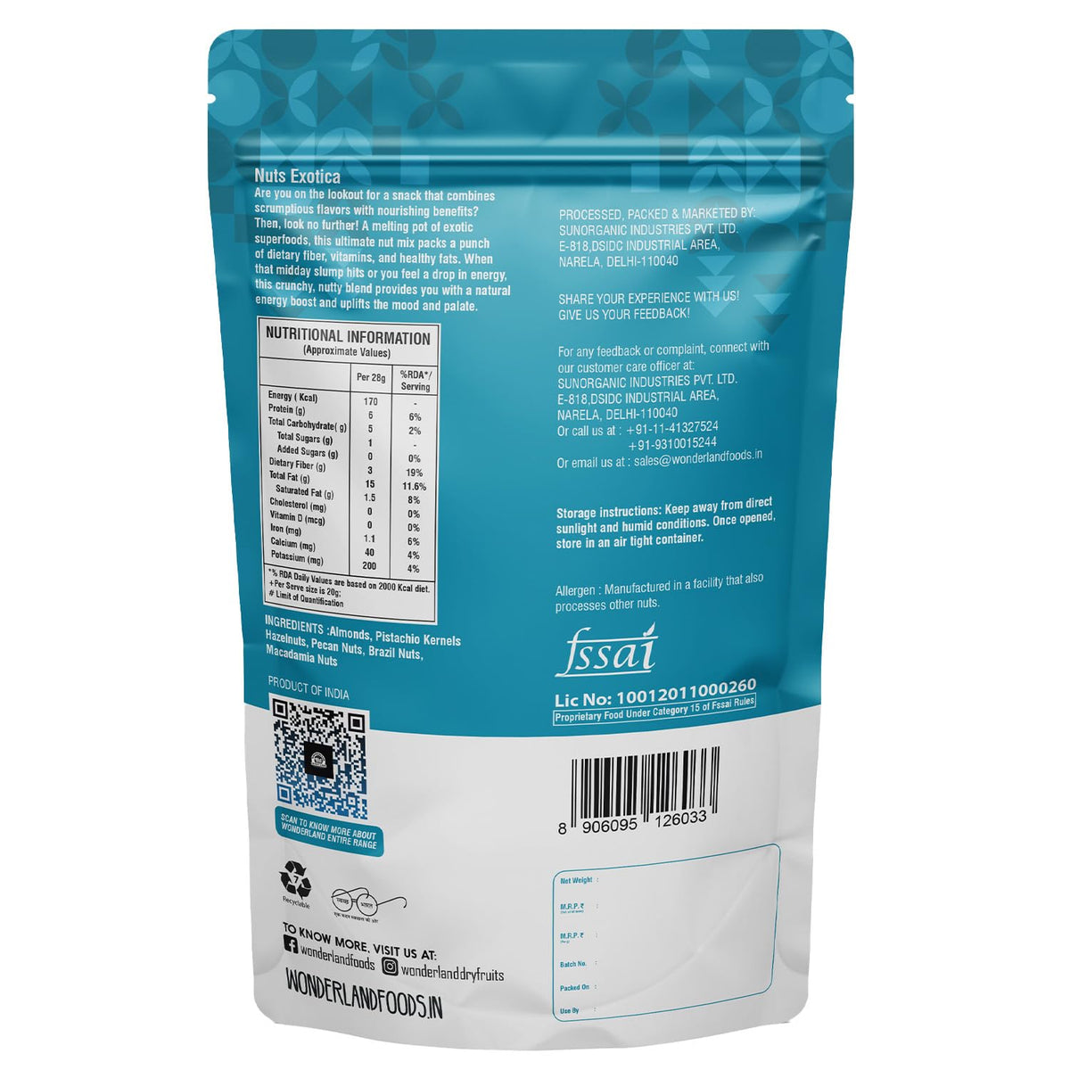 Wonderland foods 200g grandeur premium nuts exotica pouch