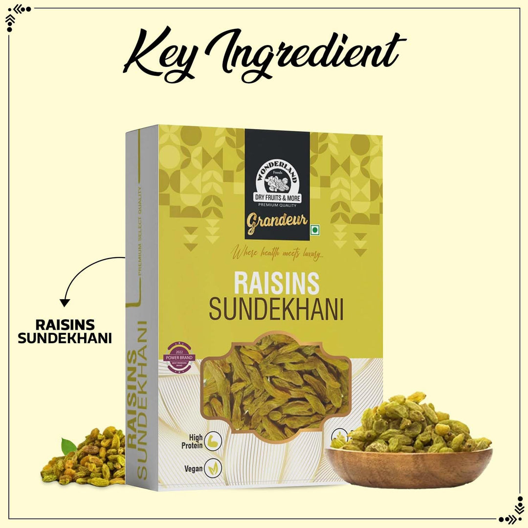 Wonderland Foods 500g Grandeur Premium Sundekhani Raisins Box