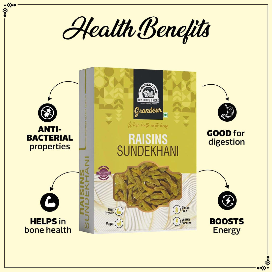 Wonderland Foods 500g Grandeur Premium Sundekhani Raisins Box