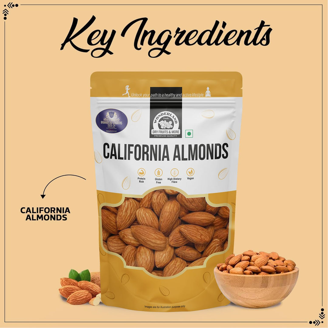 Wonderland Foods 500g Premium California Almonds Pouch