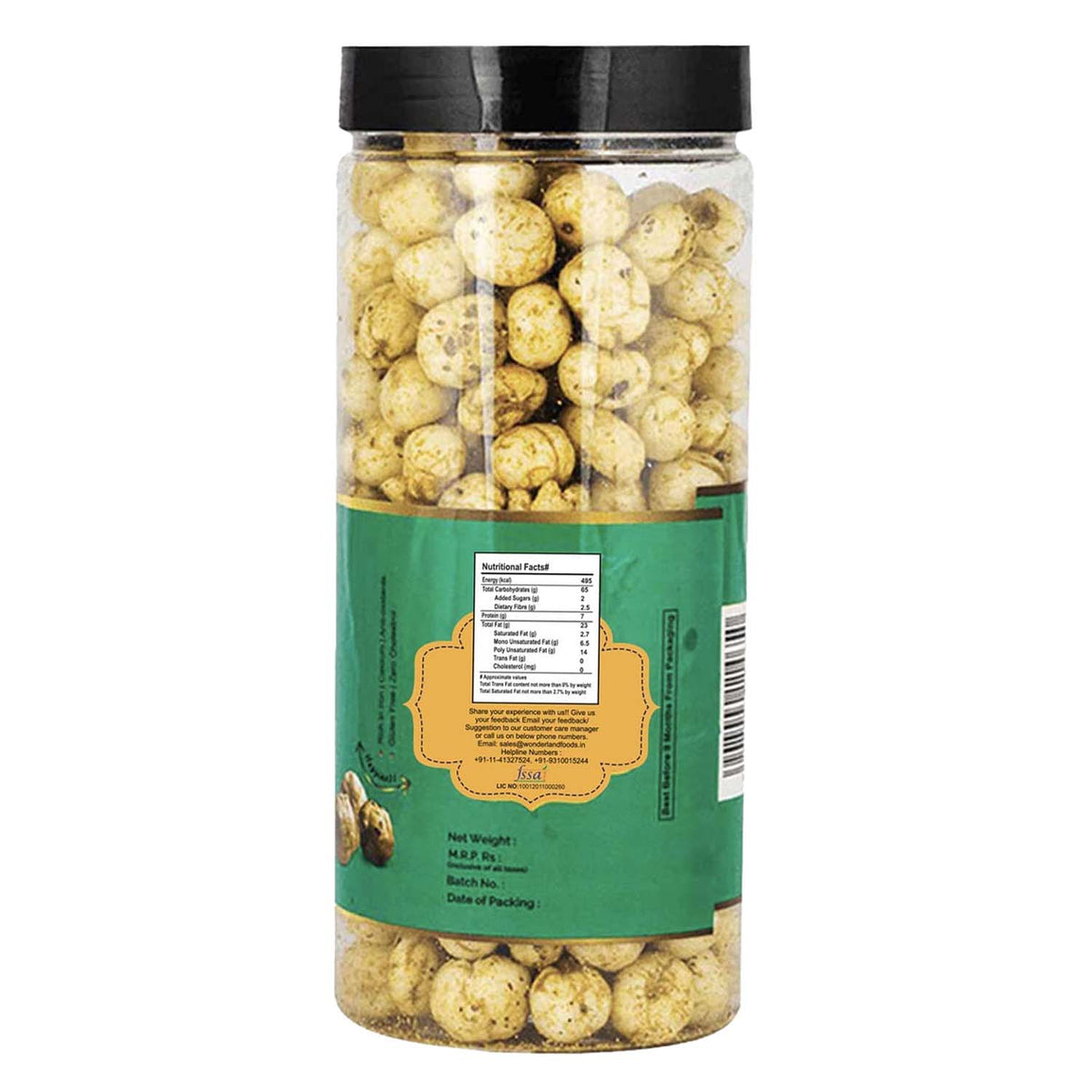 Wonderland foods 100g mint chatpata makhana (foxnut) jar