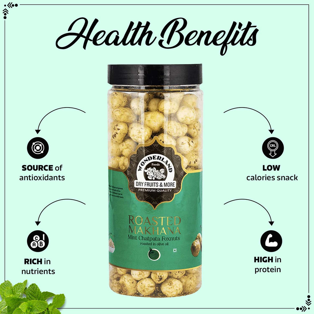 Wonderland Foods 100g Mint Chatpata Makhana (Foxnut) Jar