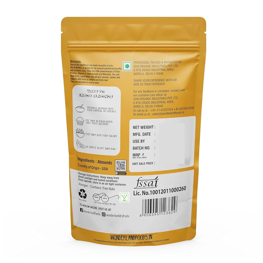Wonderland Foods 200g Premium California NP Almonds Pouch