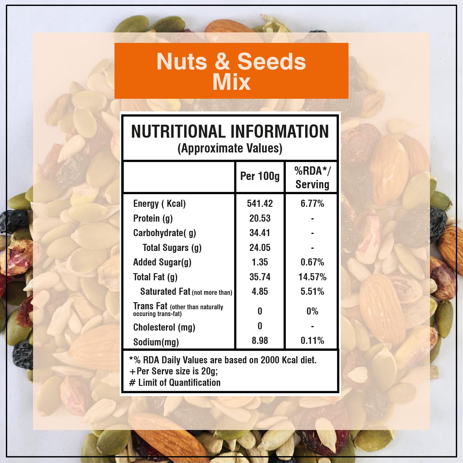 Wonderland Foods 100g Nuts & Seeds Mix Pouch